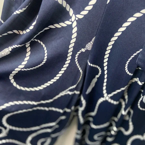 Nina Leonard Navy and White Rope Print Jumpsuit - Picture 8 of 8